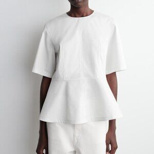 COS NWT COTTON PEPLUM TOP WHITE 38